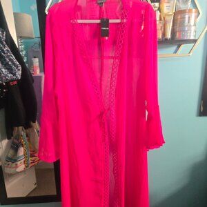 NWT Torrid Hot pink swim  kimono ,size 1   MSRP $69